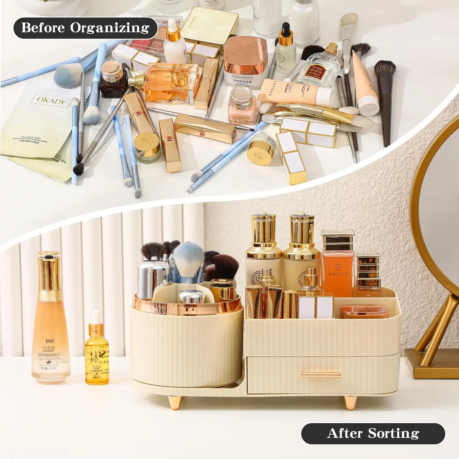 Makeup Brush Holder Large Capa - Luxury Skincare Organizer ulasan dan harga