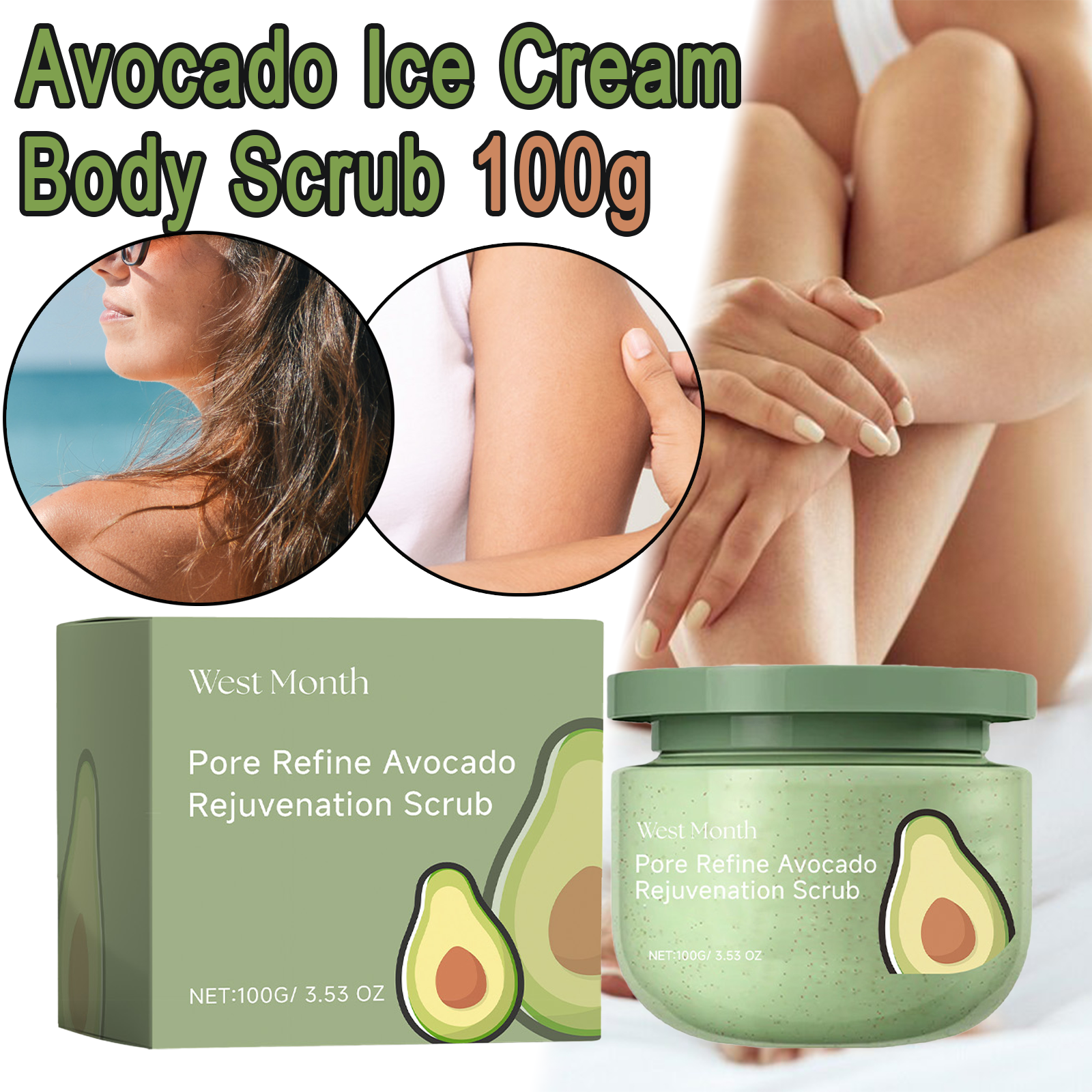 Avocado Ice Cream Body Scrub 1 - Luxury Skincare Gifts ulasan dan harga