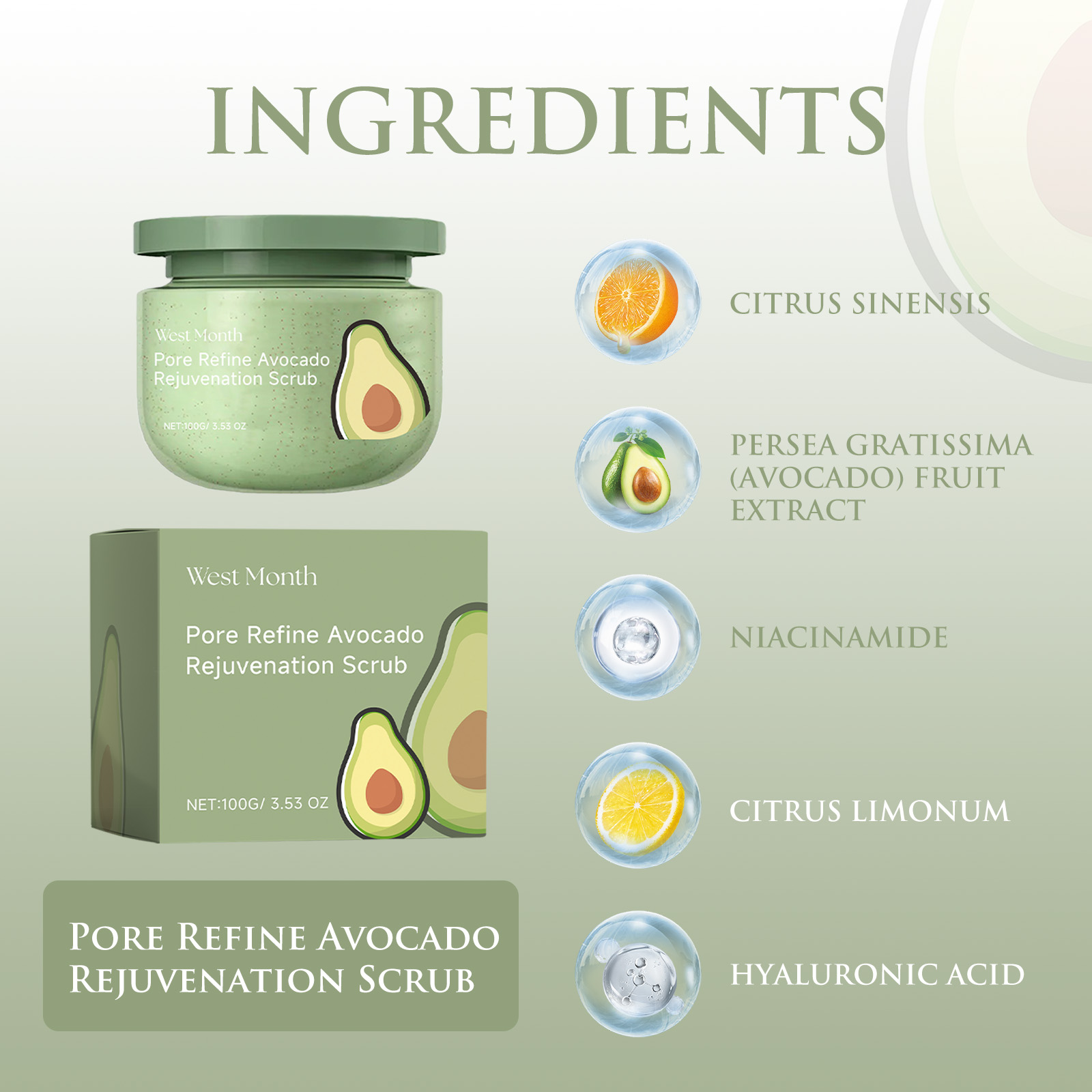 Avocado Ice Cream Body Scrub 1 - Luxury Skincare Gifts ulasan dan harga