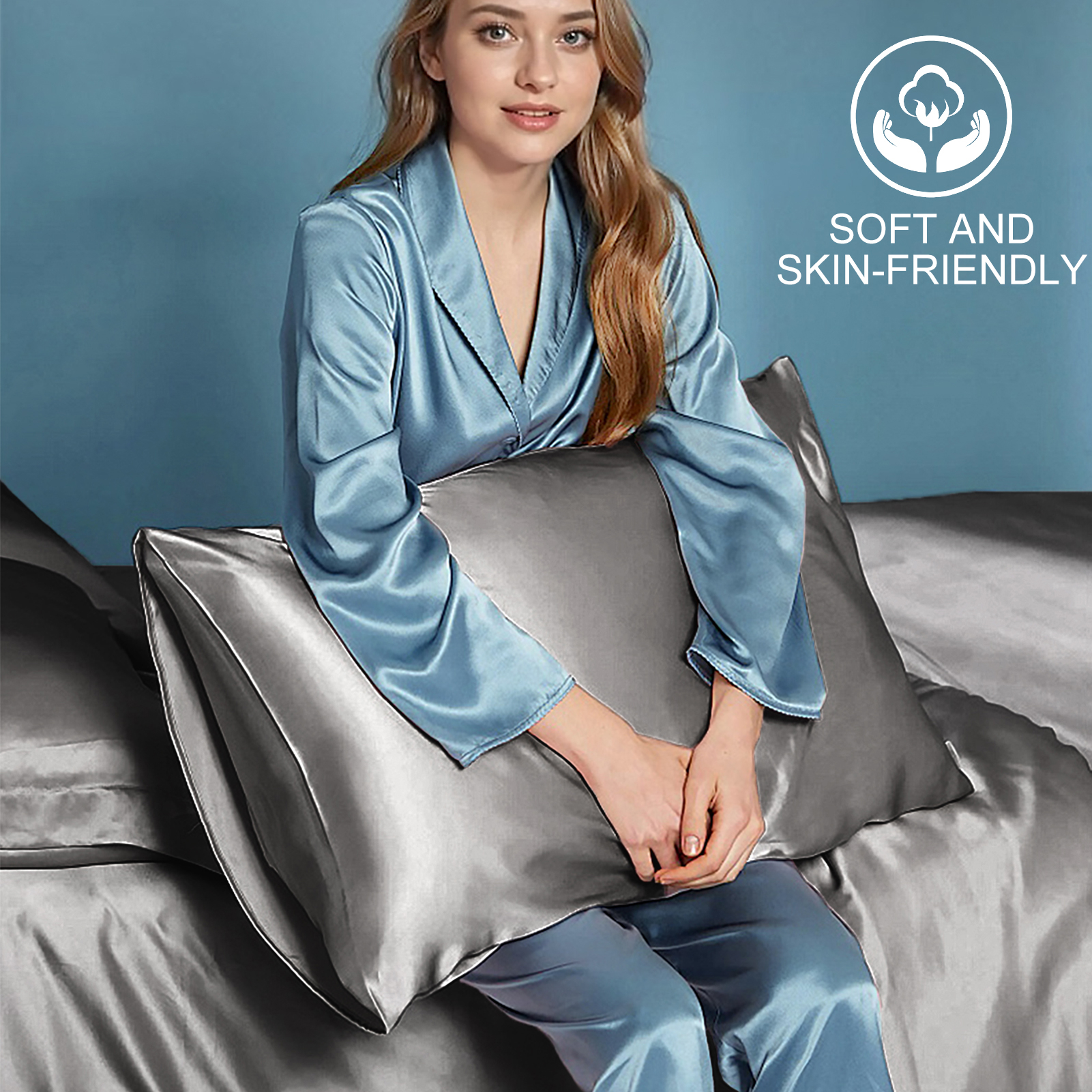 Silk Satin Gray Pillowcase - H - Luxury Skincare Gifts ulasan dan harga